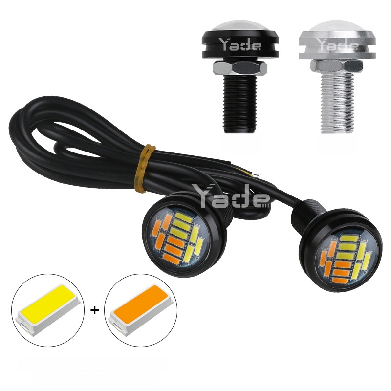 LED dnevno svjetlo Eagle Eye, 23 mm, ultra tanko, 4014, 12SMD, dvobojno bijelo-žuto, pokazivač smjera i svjetlo za vožnju unatrag