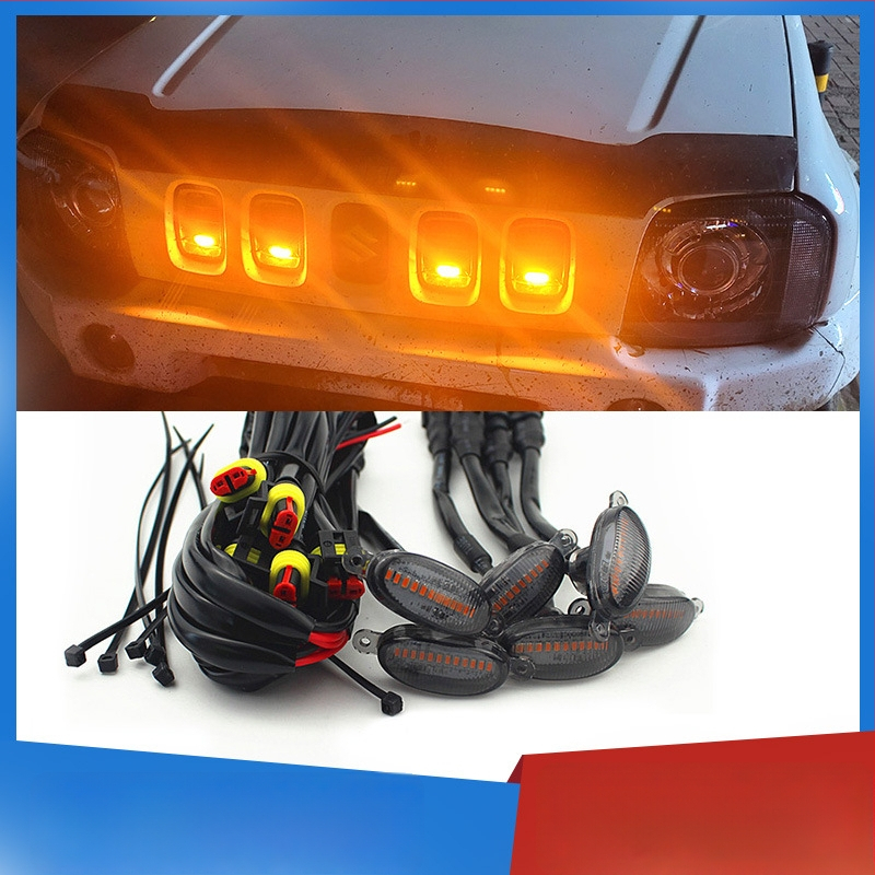 Mala žuta LED dnevna svjetla za gril automobila, 12V, pogodna za pikap i terenska vozila, dekorativno upozoravajuće svjetlo