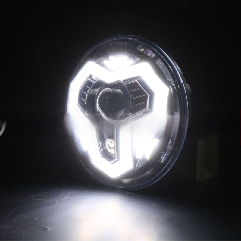 LED фар за Wrangler с висок и нисък лъч, дневен светлинен сигнал и RGB светлинен пръстен, модел OL-2072R, 50W 12V