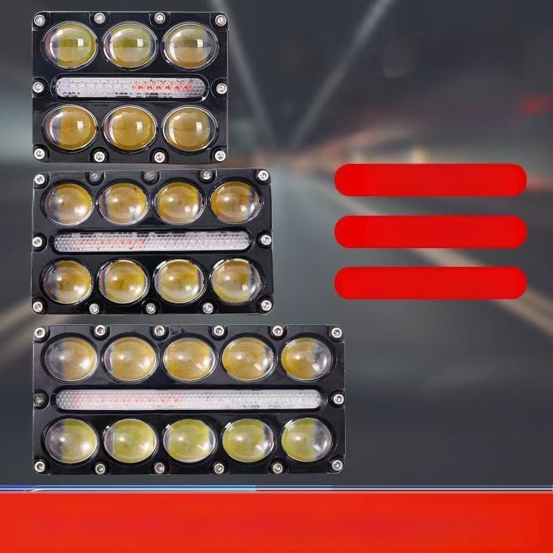 Главна светлина за автомобил, мотоциклет и електрически триколесник — алуминий, 12V, 30W, леща с 10 LED, дневна светлина и двуцветен прожектор