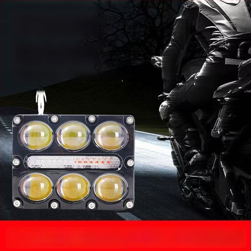 Главна светлина за автомобил, мотоциклет и електрически триколесник — алуминий, 12V, 30W, леща с 10 LED, дневна светлина и двуцветен прожектор