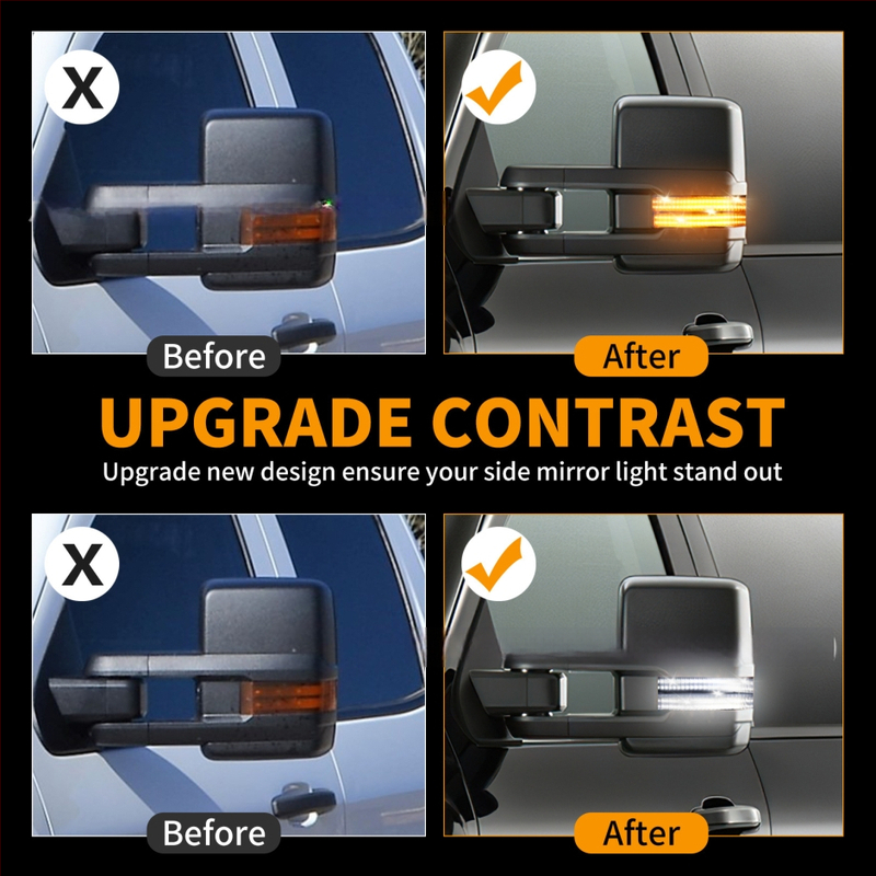 Galinio vaizdo veidrodžio posūkio signalas Chevrolet Silverado/Sierra — 5W, 12V, PC&ABS korpusas, tarnavimo laikas 50 000 valandų