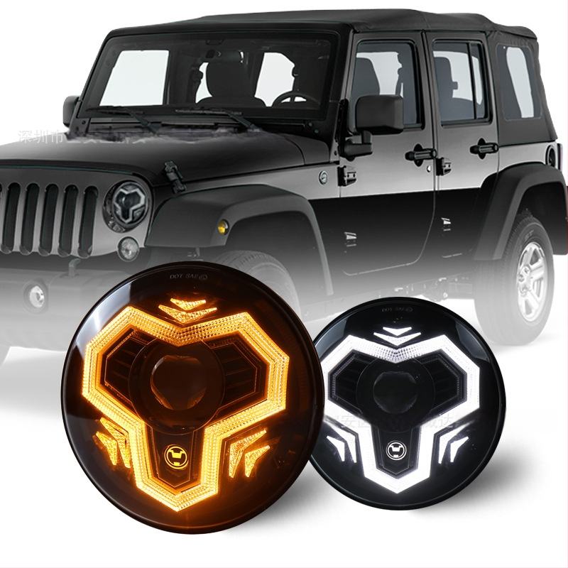 7-inčni LED prednja svjetla za Jeep Wrangler s visokim i niskim snopom, dnevnim svjetlima i signalizacijom
