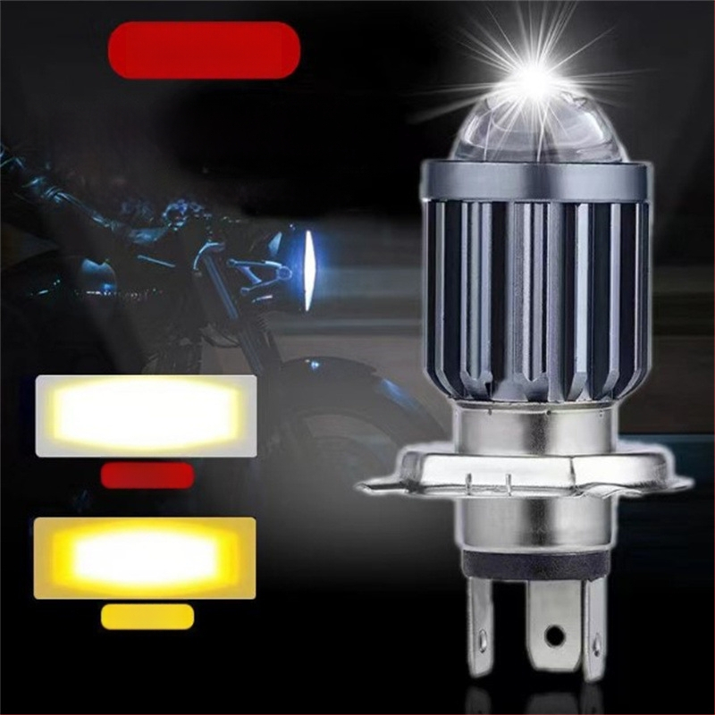 LED motocikl prednje svjetlo s lećom ribljeg oka, H4 BA20D, dvobojno žuto i bijelo