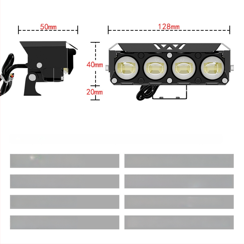 LED prednje svjetlo za motocikl — off-road, 24W, 14000 lm, IP68, 12-85V, aluminijska legura, LED 3570, Wilson