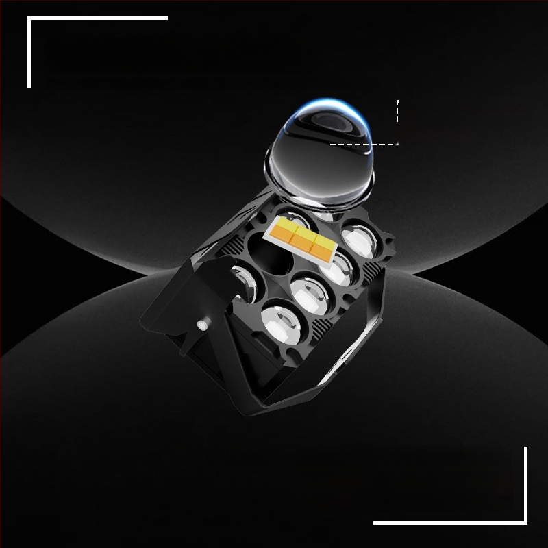 HAIZG LED reflektor za motocikl s ventilatorom, 8 LED-ova, žuto-bijela dvobojna, daleki i bliži snop