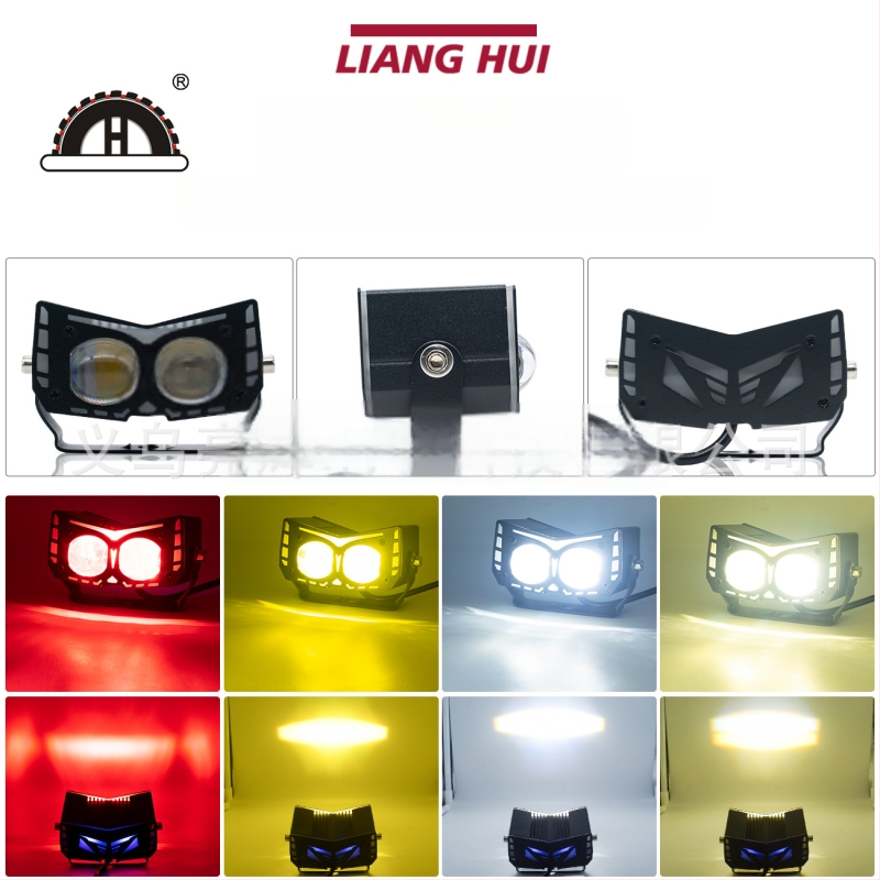 Vanjski LED reflektor za motocikl s očima đavla, 20W, 3000 lm, IP67, vodootporan