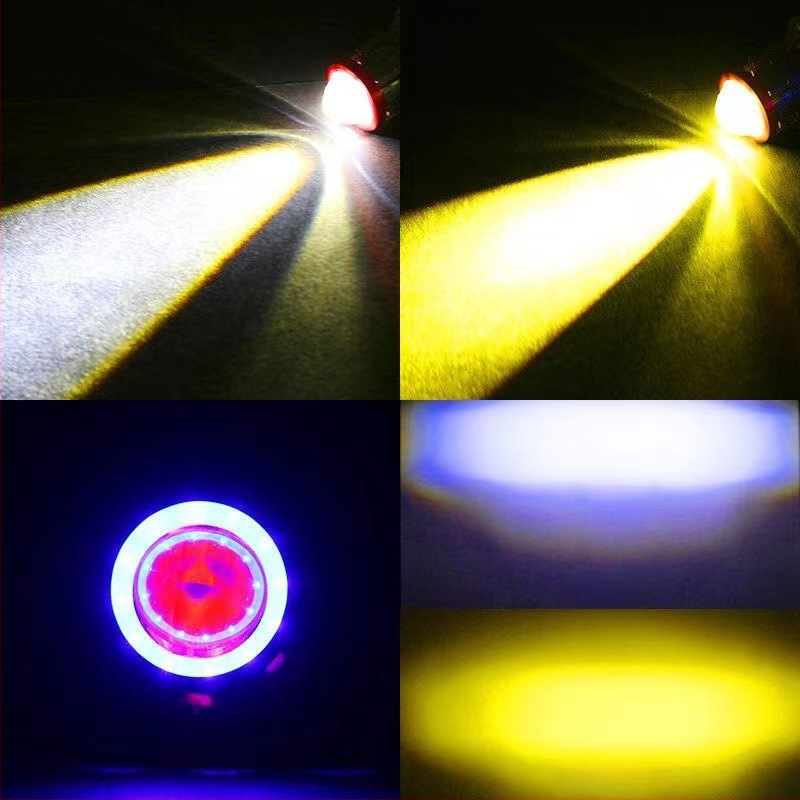 Motociklističko LED svjetlo s dvostrukom bojom leće, demon oko halo, držač s dvije ili tri kandže