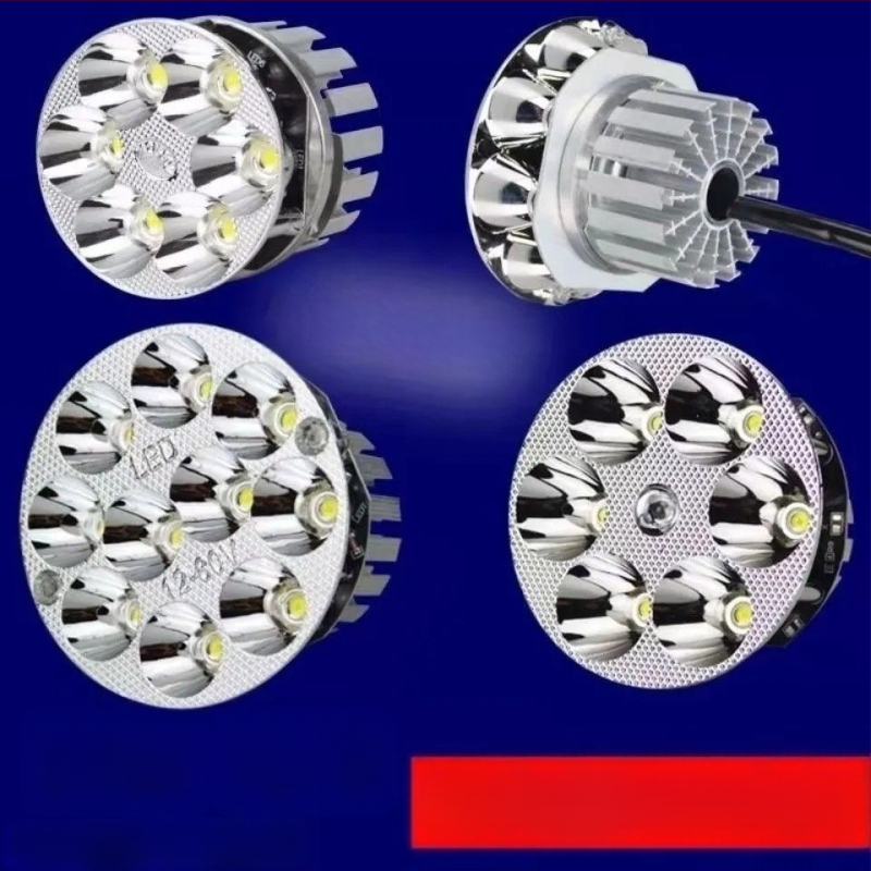 LED fényszóró motorkerékpárokhoz és elektromos járművekhez, 12–60V, beépített spotfény, távoli és közeli fény, nagy izzó