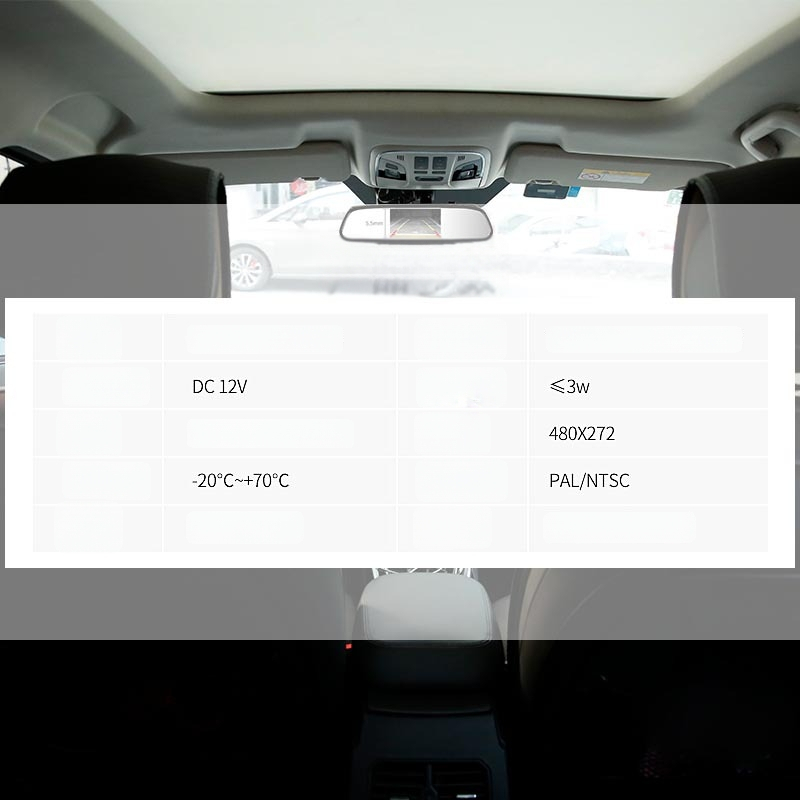 4,3-inčni zaslon retrovizora za automobil s LCD zaslonom, 12V, HD slika za vožnju unatrag