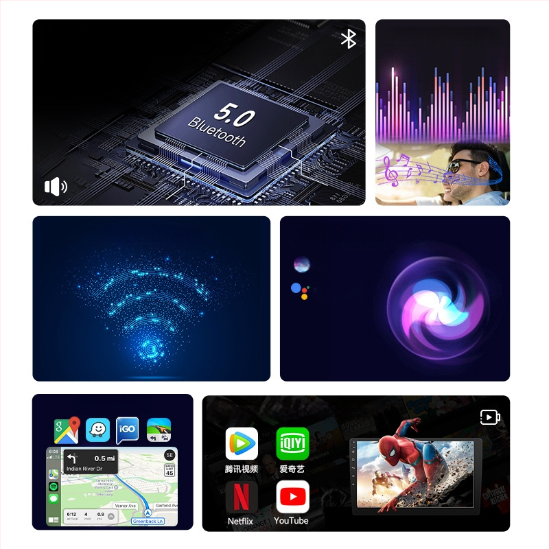 Android all-in-one auto navigacijski centar, 8-jezgreni procesor, Bluetooth radio i kamera za vožnju unazad