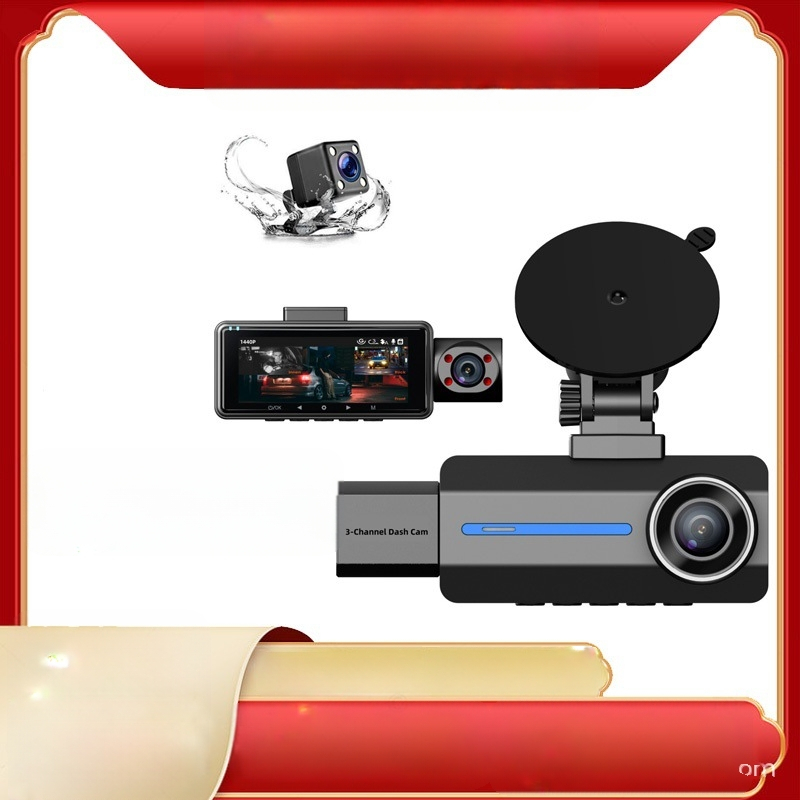 Automobilska dash kamera s tri leće, 4K, Wi‑Fi, snimanje prednje i stražnje kamere, noćni vid