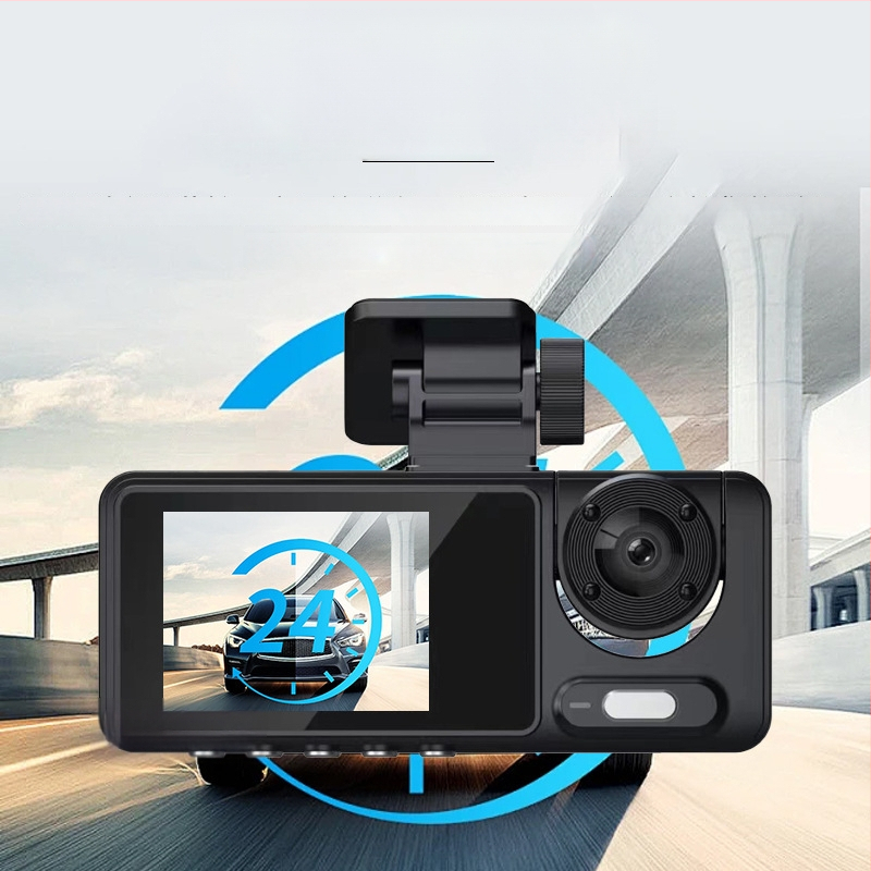 Automobilska kamera s tri objektiva, 2-inčni zaslon, 1080P noćno snimanje, prednji i stražnji zapis uz Wi‑Fi