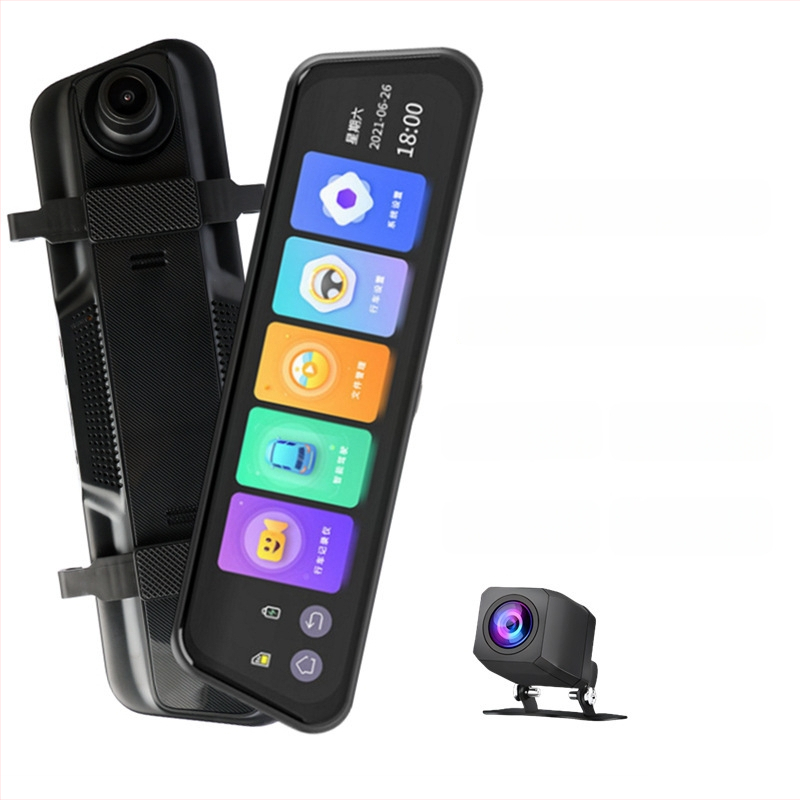 4K dash kamera za retrovizor s streamingom medija, ADAS pomoć pri vožnji, prednja i stražnja dvostruka snimka, Wi‑Fi, 9,66-inčni dodirni zaslon