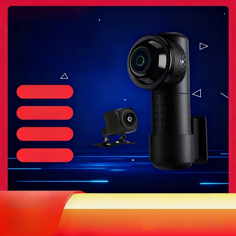 360° panoramska 4K dash kamera s bežičnom aplikacijom, prednja i stražnja dvostruka leća, bez zaslona