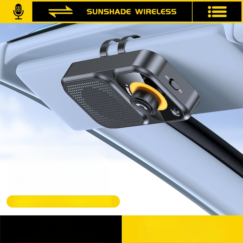 Bluetooth automobilio laisvų rankų įrenginys su įrengimu ant saulės skydelio; dvigubi 2W garsiakalbiai; 5V įėjimas; Bluetooth 2.4–2.48 GHz