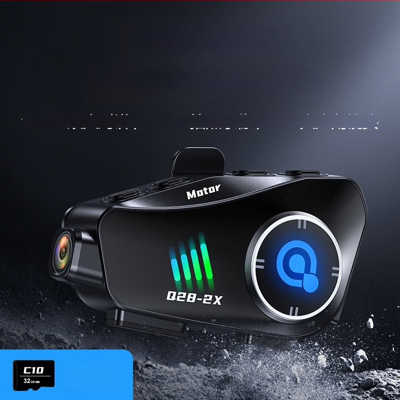 Motorkerékpár sisak Bluetooth interkom 1080P kamerával, IPX6 vízálló, Bluetooth 5.0, 15 m hatótávolság, sztereó fejhallgató