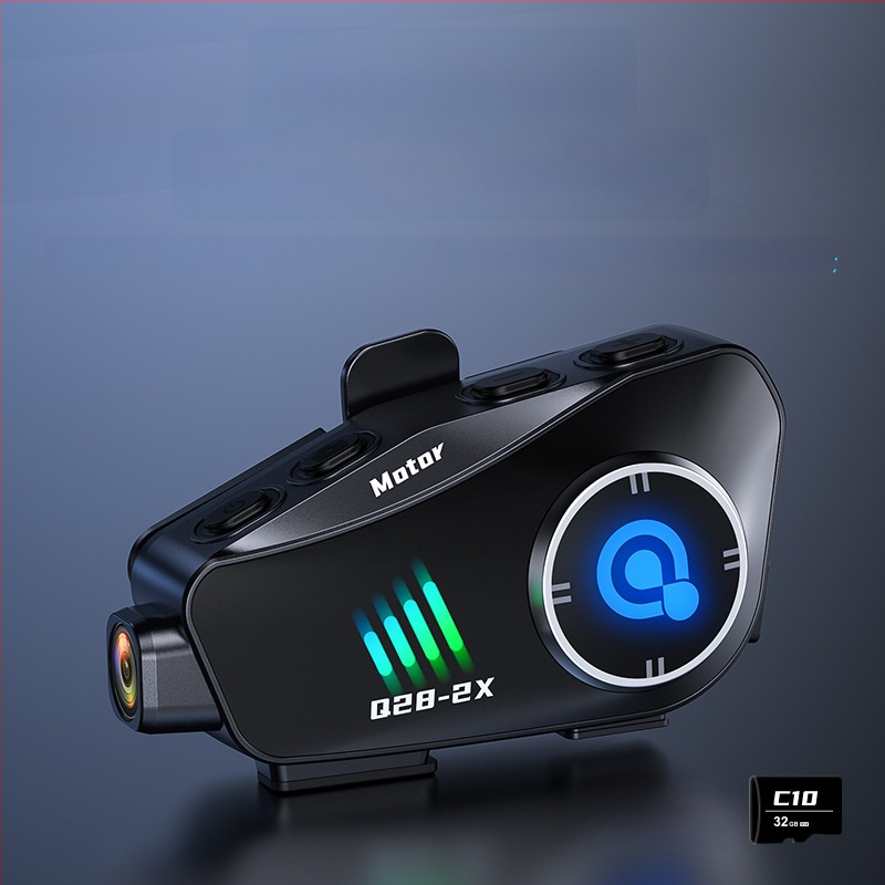 Motorkerékpár sisak Bluetooth interkom 1080P kamerával, IPX6 vízálló, Bluetooth 5.0, 15 m hatótávolság, sztereó fejhallgató