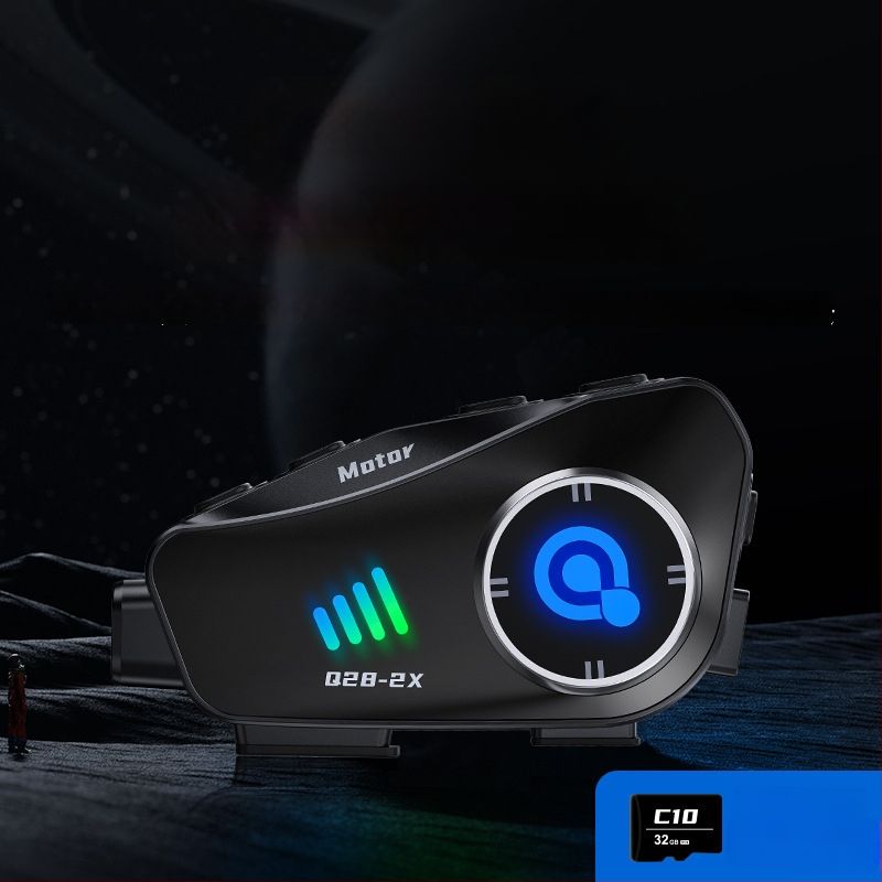 Motorkerékpár sisak Bluetooth interkom 1080P kamerával, IPX6 vízálló, Bluetooth 5.0, 15 m hatótávolság, sztereó fejhallgató