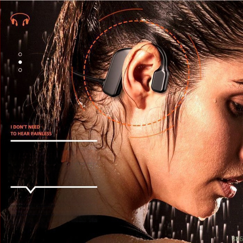 Csontvezetéses vezeték nélküli Bluetooth fejhallgató sporthoz – nyitott fül, több mint 8 órás akkumulátoros üzemidő, Qualcomm chip, Bluetooth 5.0, IPX6 vízálló