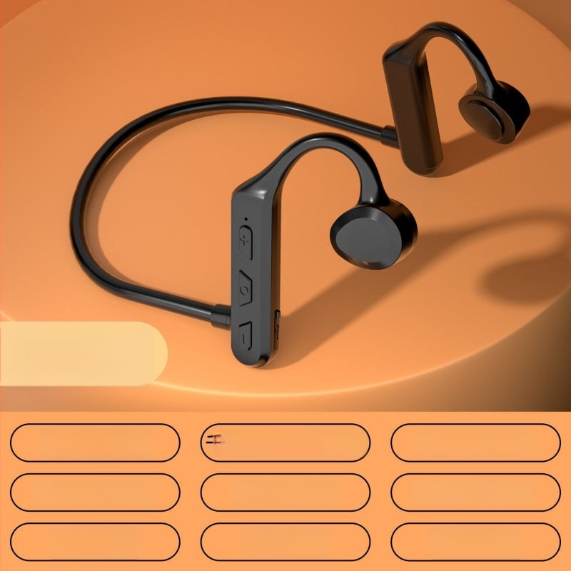 Csontvezetéses vezeték nélküli Bluetooth fejhallgató sporthoz – nyitott fül, több mint 8 órás akkumulátoros üzemidő, Qualcomm chip, Bluetooth 5.0, IPX6 vízálló