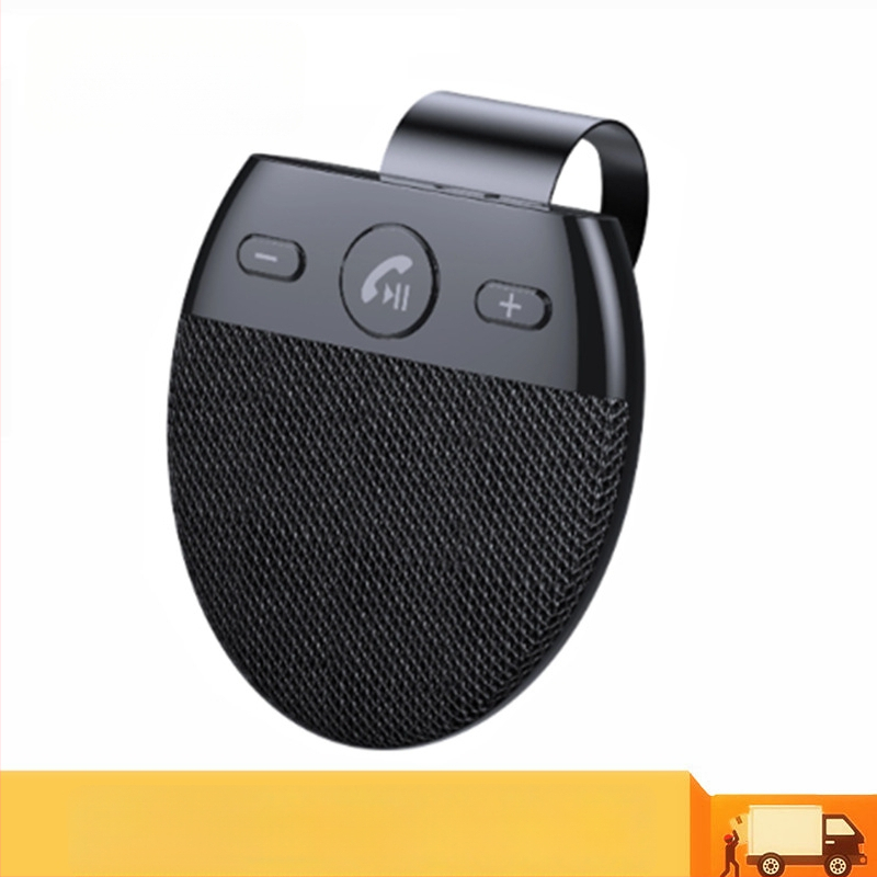 Bluetooth auto hands-free uz saules aizsargājošā viziera ar balss paziņojumiem — ievade 5V, frekvenču diapazons 2.4–2.48 GHz, 30 cm vads, skaļrunis 2W