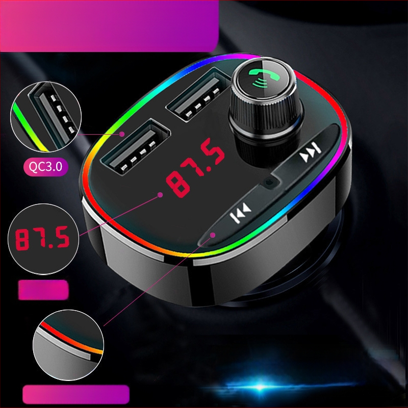 Autós MP3-lejátszó 3.1A intelligens gyorstöltés, Bluetooth FM adó, USB lejátszás, 12–24V tápegység