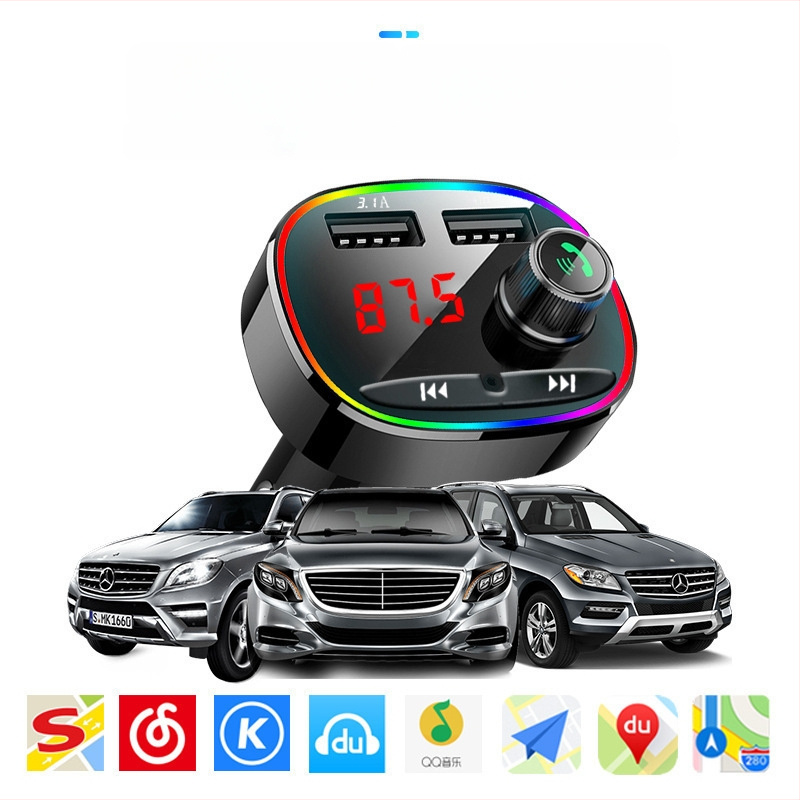 Autós MP3-lejátszó 3.1A intelligens gyorstöltés, Bluetooth FM adó, USB lejátszás, 12–24V tápegység