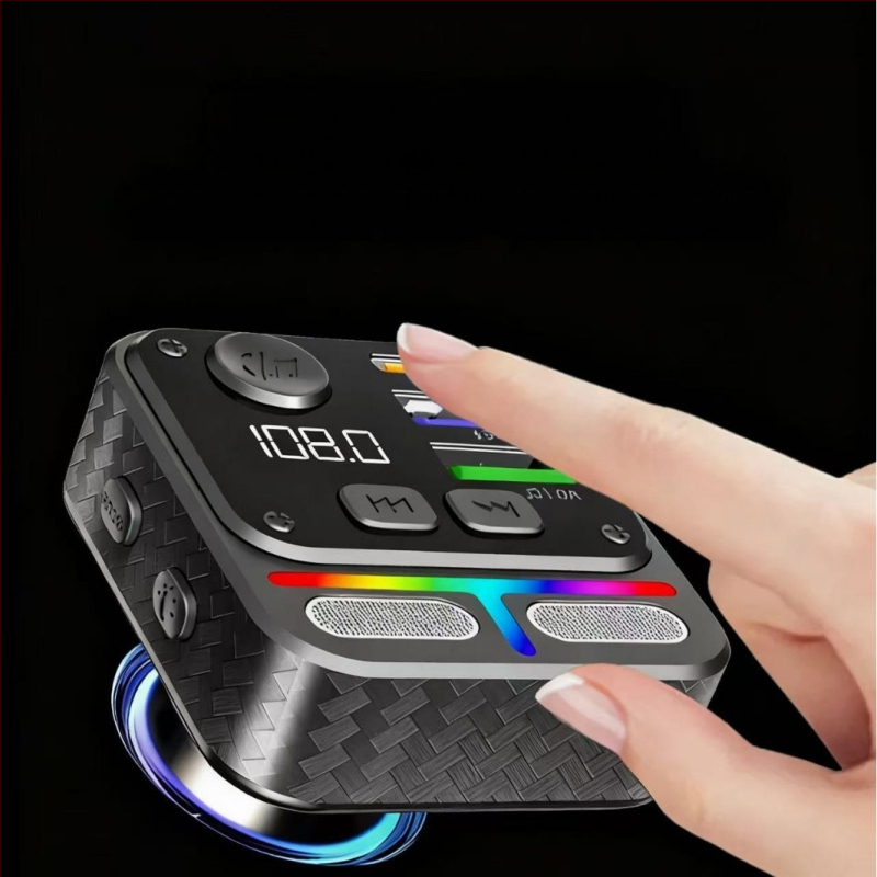 Autós töltő gyors töltéssel, Bluetooth MP3 lejátszó, FM rádió, USB meghajtó olvasása (QC-05 modell, 12–24 V)