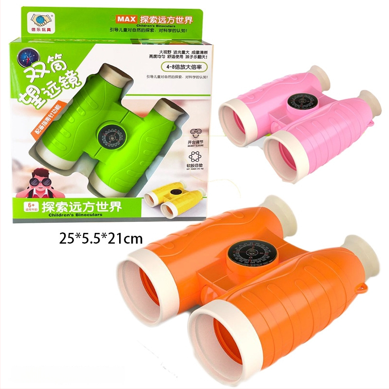 Laste binokli teleskoop kompassiga väliseksploratsioonideks, plastmassist, vanus 4–6 aastat