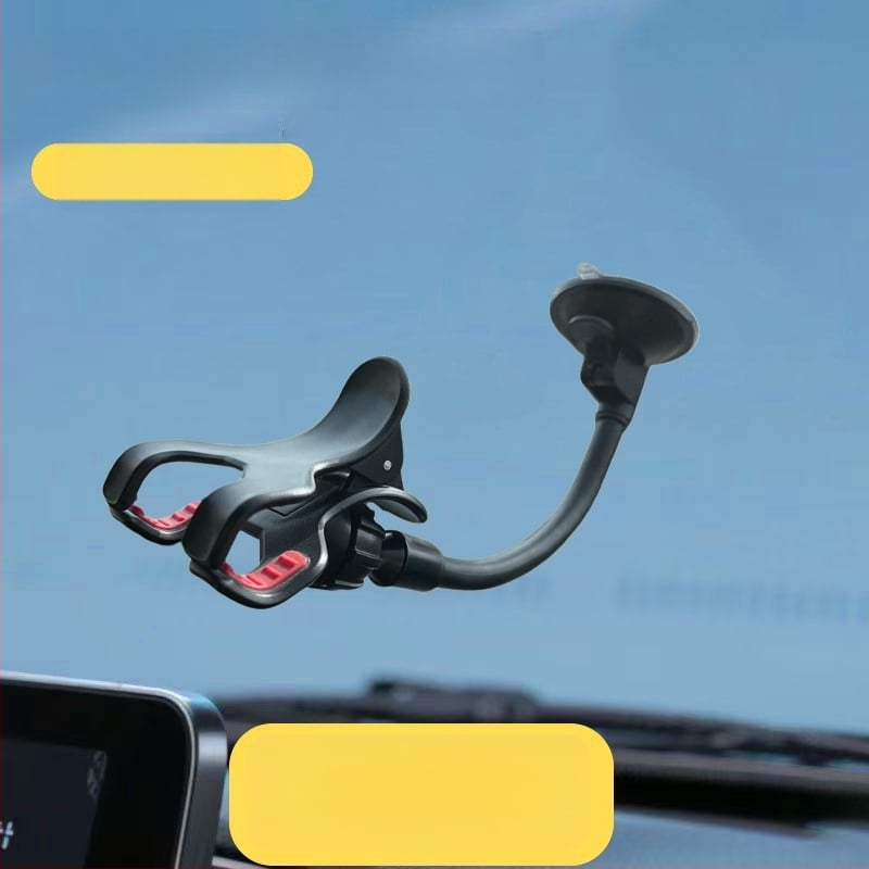 Дръжка за телефон в автомобил с гъвкава тръба и двойни щипки за централна конзола/табло, монтаж с вакуумна чашка, 7.5W зареждане