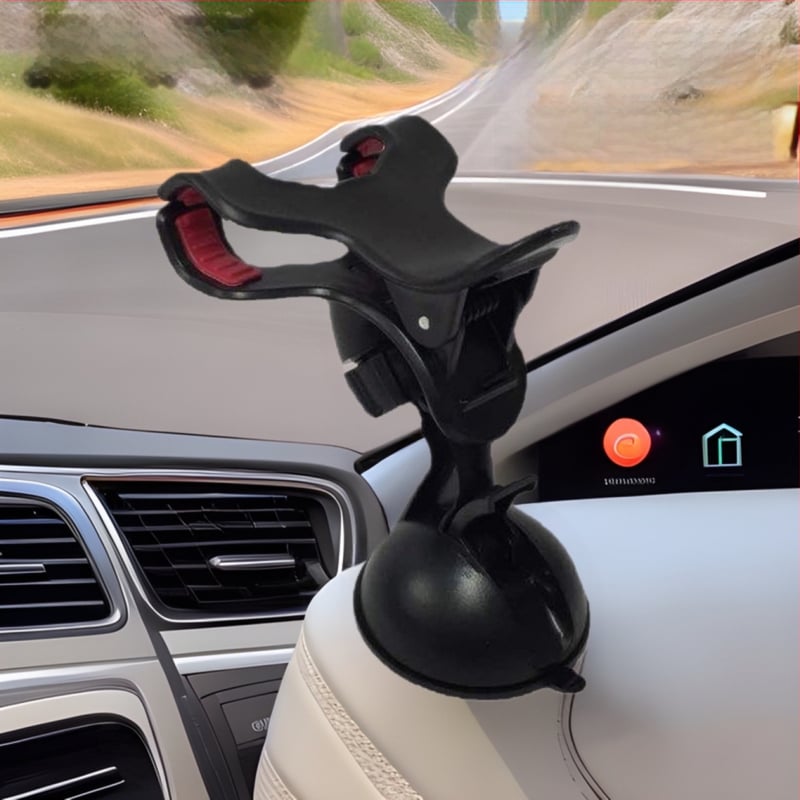 Автомобилен държател за телефон със двойна щипка и малка вакуумна присоска, за предно стъкло, 7,5W зареждане