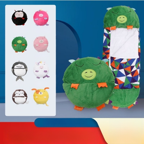Детски спален чувал, карикатурен стил, защита срещу ритници, плат от чист памук, пълнеж от памук, тегло под 1 кг
