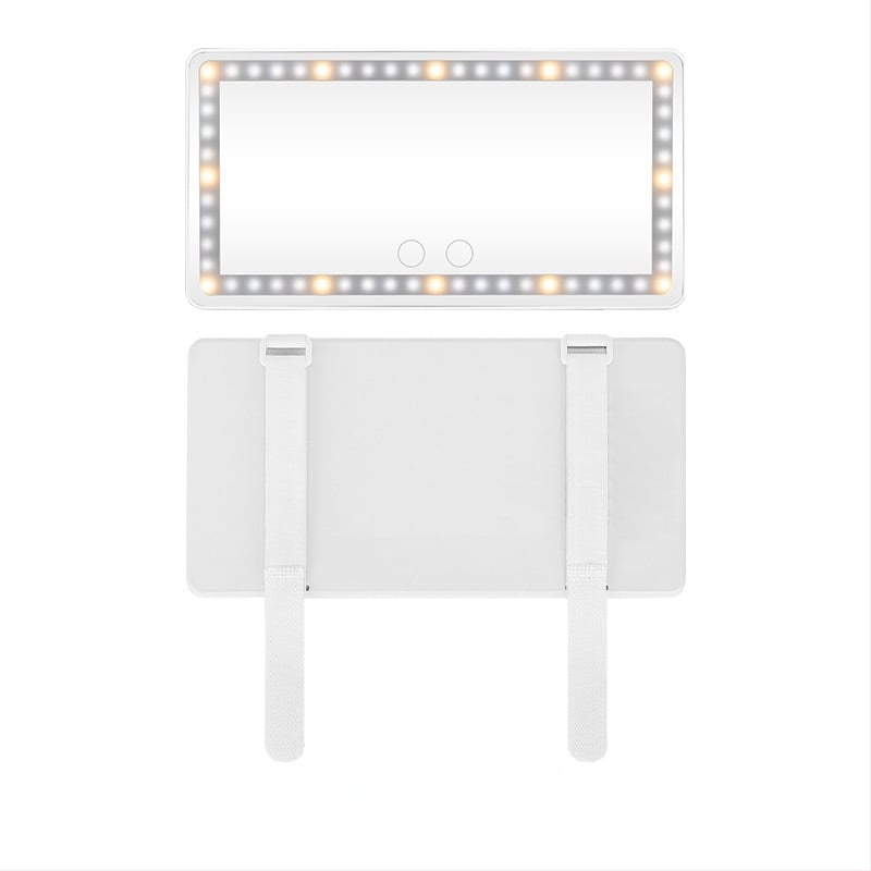 LED automobilių makiažo veidrodis su liečiamuoju reguliavimu, trijų spalvų šviesos šaltinis, HD veidrodis, ABS rėmas