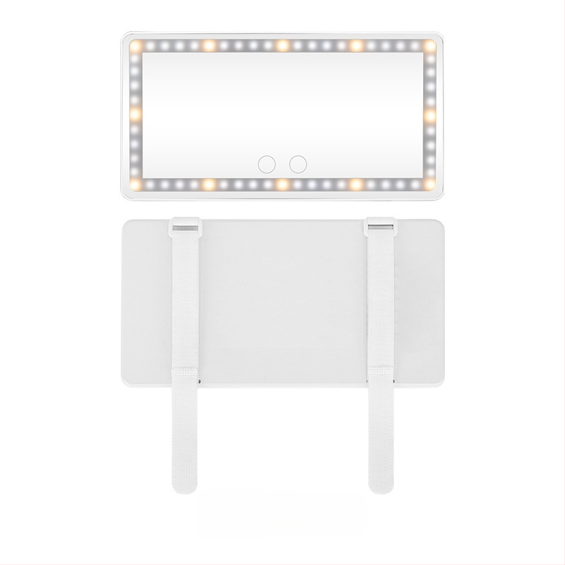 LED automobilių makiažo veidrodis su liečiamuoju reguliavimu, trijų spalvų šviesos šaltinis, HD veidrodis, ABS rėmas