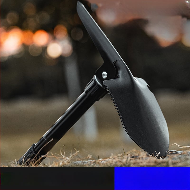 Сгъваема лопата от неръждаема стомана — четири в едно, преносима къмпингова лопата с ударен спасителен чук