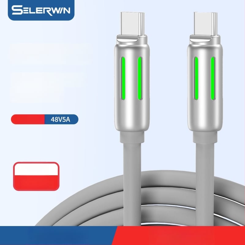 Selerwin USB-C adatkábel folyékony szilikonból, E-Maker chip, biztonságos gyors töltés