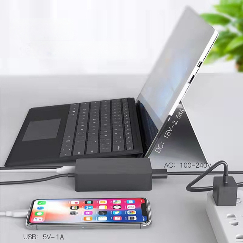 Зарядно устройство за Microsoft Surface Pro — 44W, 15V, 2.58A, вход 100-240V, директно зареждане (неоригинално)