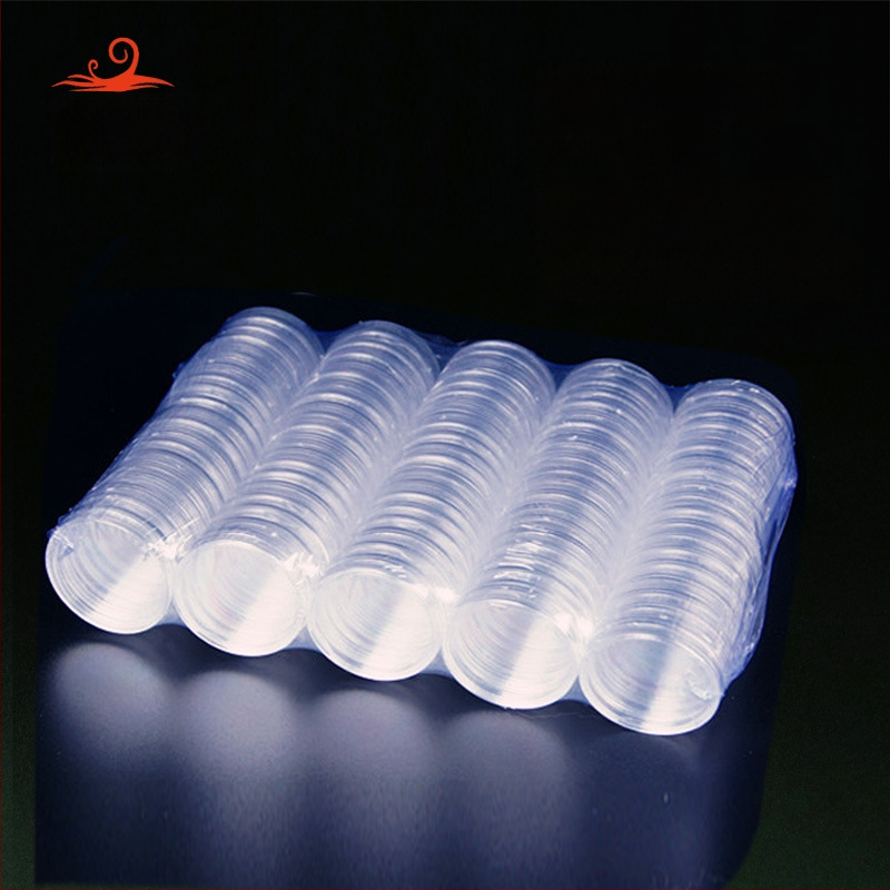 Emlékérme-doboz, átlátszó műanyag, kerek alakú; anyag: PS; csomagolás: műanyag zárófedél; nem ajándék