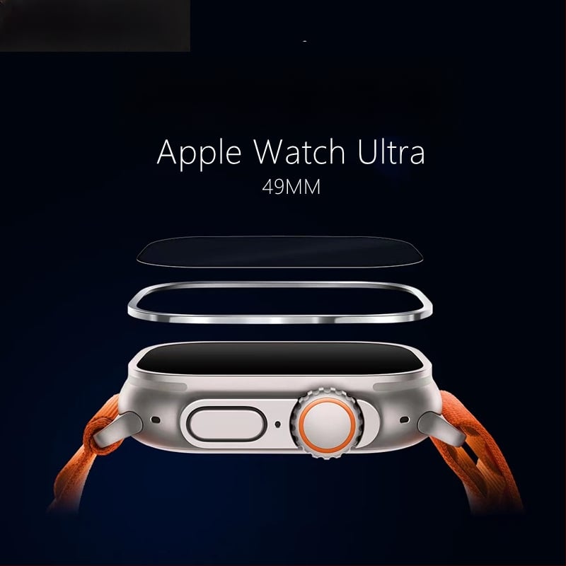 Apple Watch Ultra titāna sakausējuma aizsargrāmis ar rūdīta stikla aizsargu Top Sticker