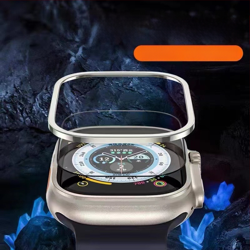 Apple Watch Ultra temperatētā stikla ekrāna aizsargs ar titāna sakausējuma rāmi