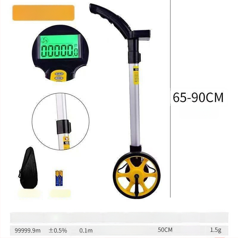 Kézi görgős távolságmérő készülék mechanikus-elektronikus digitális kijelzővel, mérnöki alkalmazásokhoz kültéren
