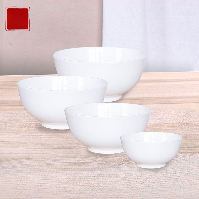 Bol de porțelan osos pentru orez, rotund, stil minimalist modern; personalizare cu imprimare de logo pentru servire în hoteluri.