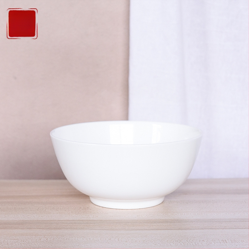 Bol de porțelan osos pentru orez, rotund, stil minimalist modern; personalizare cu imprimare de logo pentru servire în hoteluri.