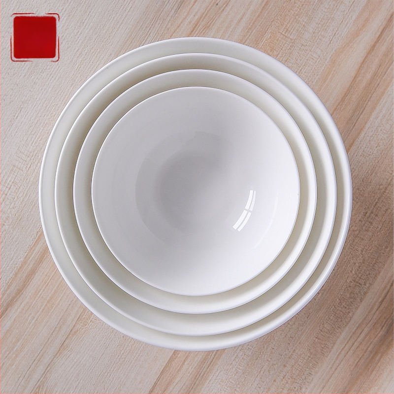 Bol de porțelan osos pentru orez, rotund, stil minimalist modern; personalizare cu imprimare de logo pentru servire în hoteluri.