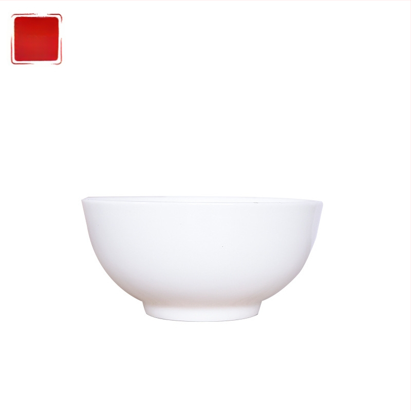 Bol de porțelan osos pentru orez, rotund, stil minimalist modern; personalizare cu imprimare de logo pentru servire în hoteluri.