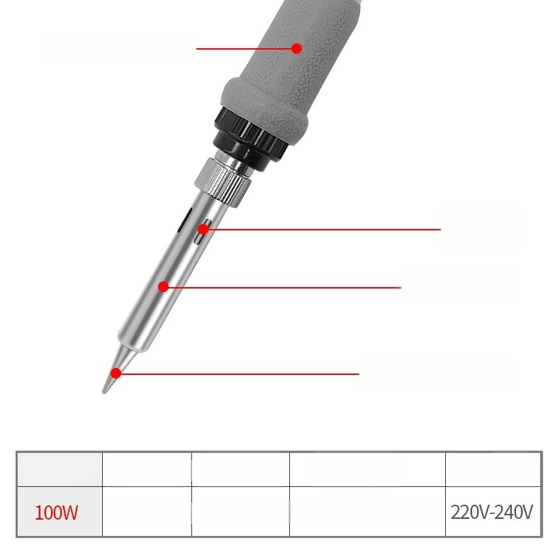 100W lituoklis su įjungikliu, 220V, pramoninės kokybės, pastovia temperatūra, komplektas
