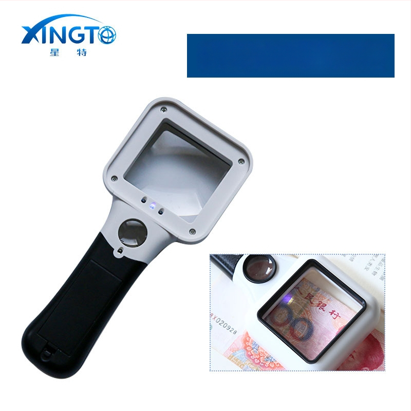 Ръчна лупа TH-6018 с двустепенно увеличение 5x/45x, 3 LED + UV лампа, ABS + акрил, за идентификация на бижута и артефакти