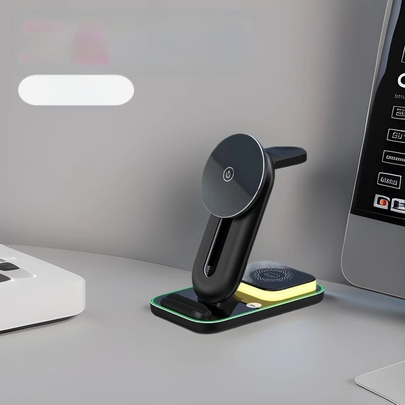 MagSafe 3-в-1 безжично зарядно за часовник и телефон, магнитно зареждане, бързо зареждане, изход 3A, макс. 15W