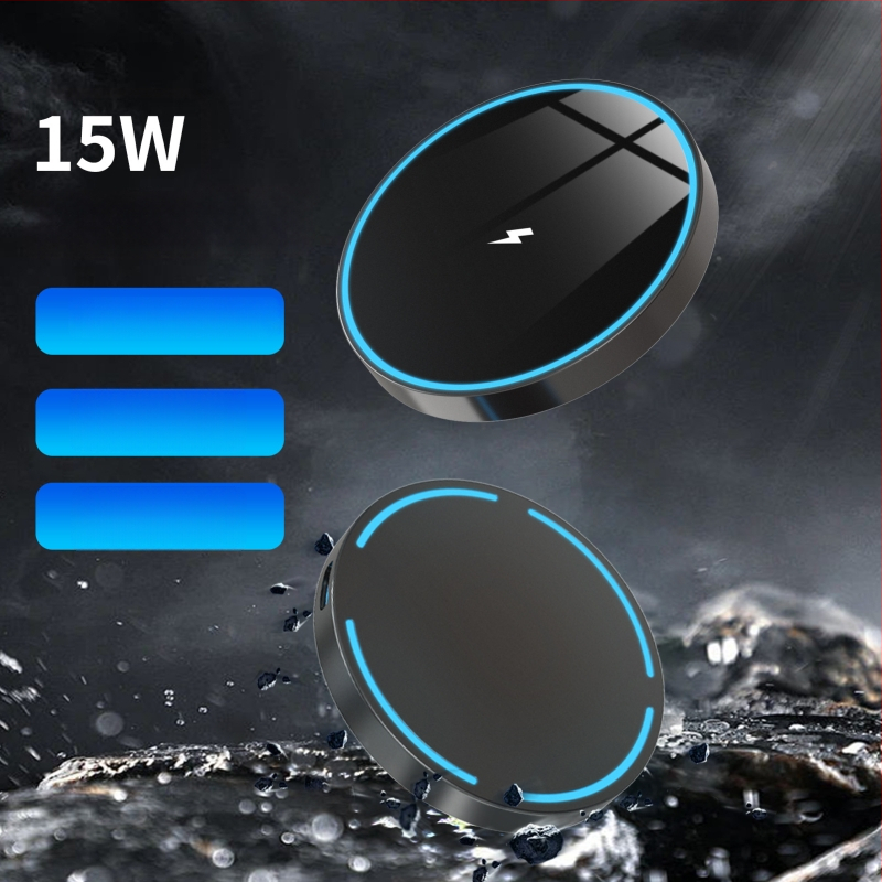 Безжично магнитно зарядно устройство от цинкова сплав, съвместимо с iPhone 17 и Samsung, 15W, QC 3.0, амбиентно осветление